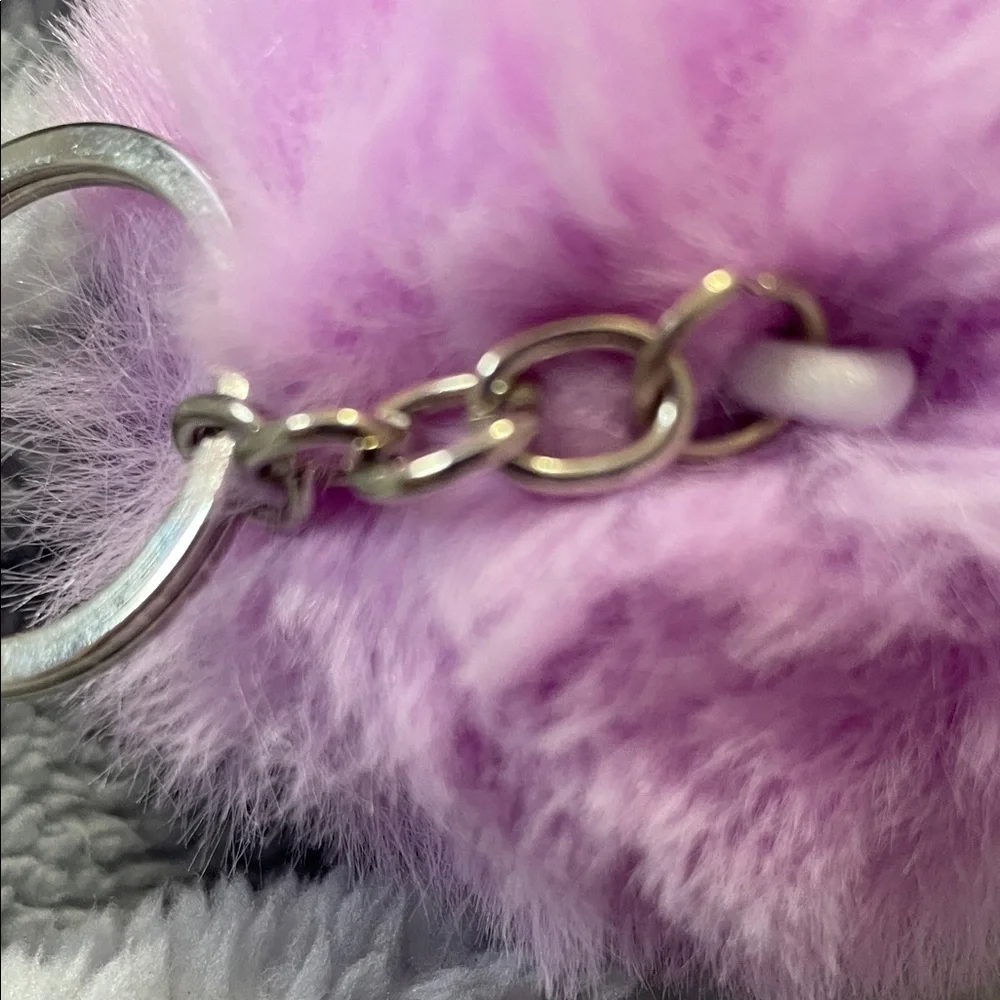 Keychain-Fluffy Faux Fur Pink Pom Pom -New